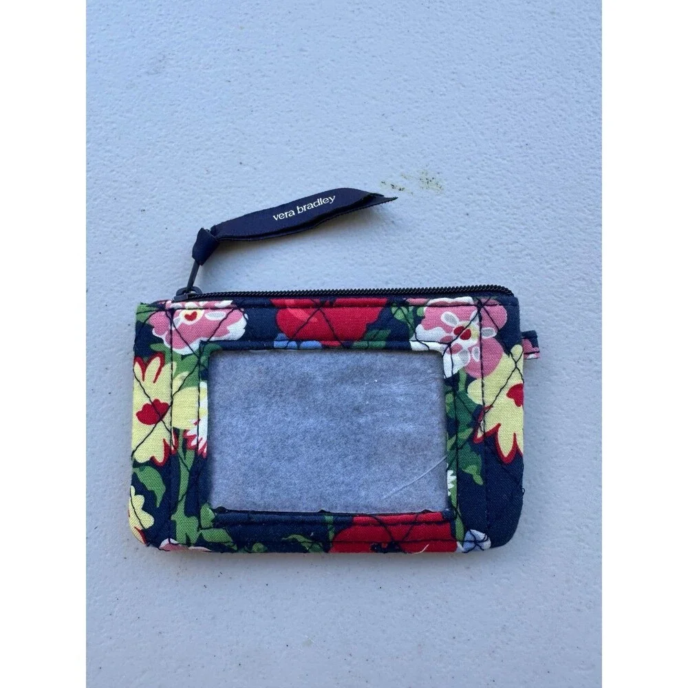 NWOT Vera Bradley Quilted Floral Poppy Meadow Zip ID Case Pouch